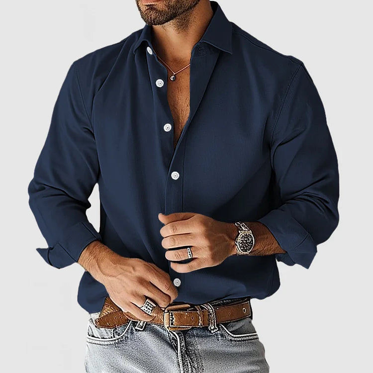 Camicia Casual da Uomo a Maniche Lunghe con Colletto Classico