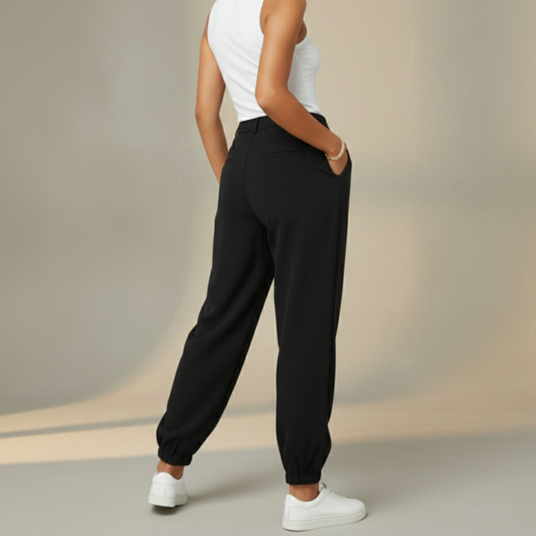 Pantaloni Eleganti Donna Vita Alta e Fondo Elastico