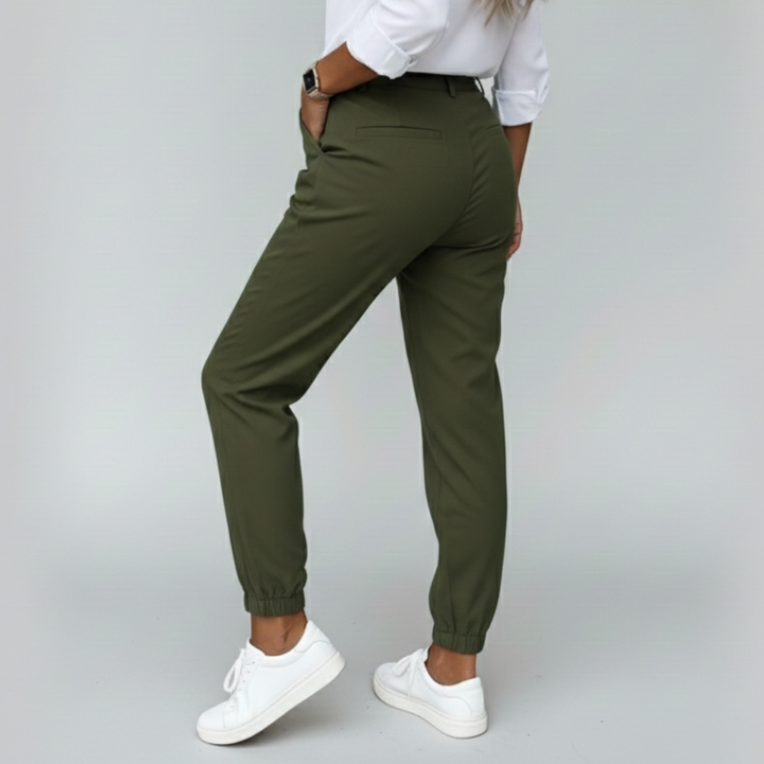 Pantaloni Eleganti Donna Vita Alta e Fondo Elastico