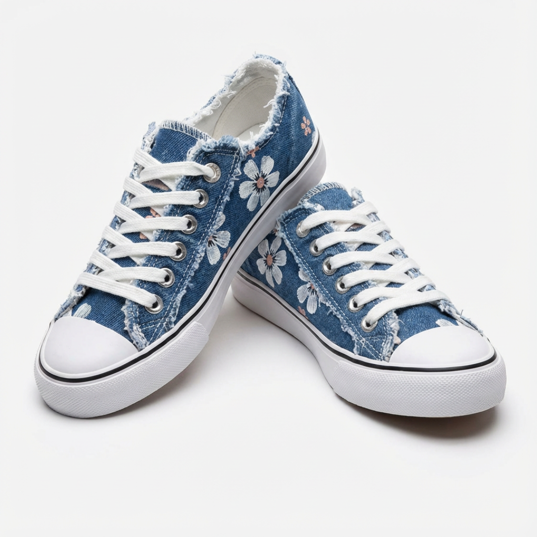 Alma | Sneakers i stof til kvinder med snørebånd og blomsterprint
