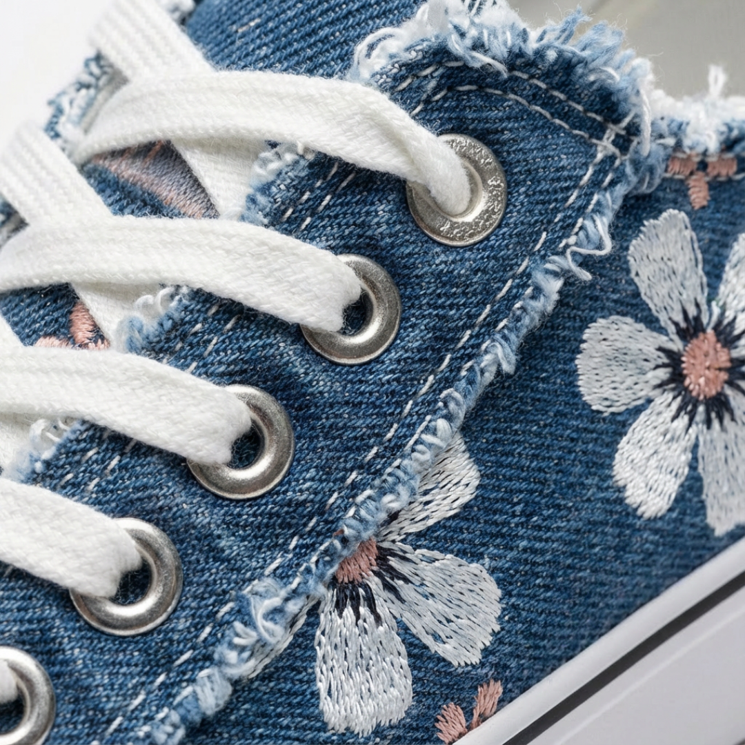 Alma | Sneakers i stof til kvinder med snørebånd og blomsterprint