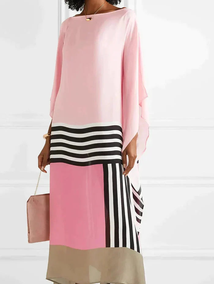 Anika - růžový pruhovaný kaftan Candy