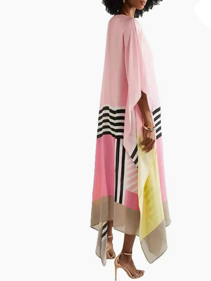 Anika - růžový pruhovaný kaftan Candy
