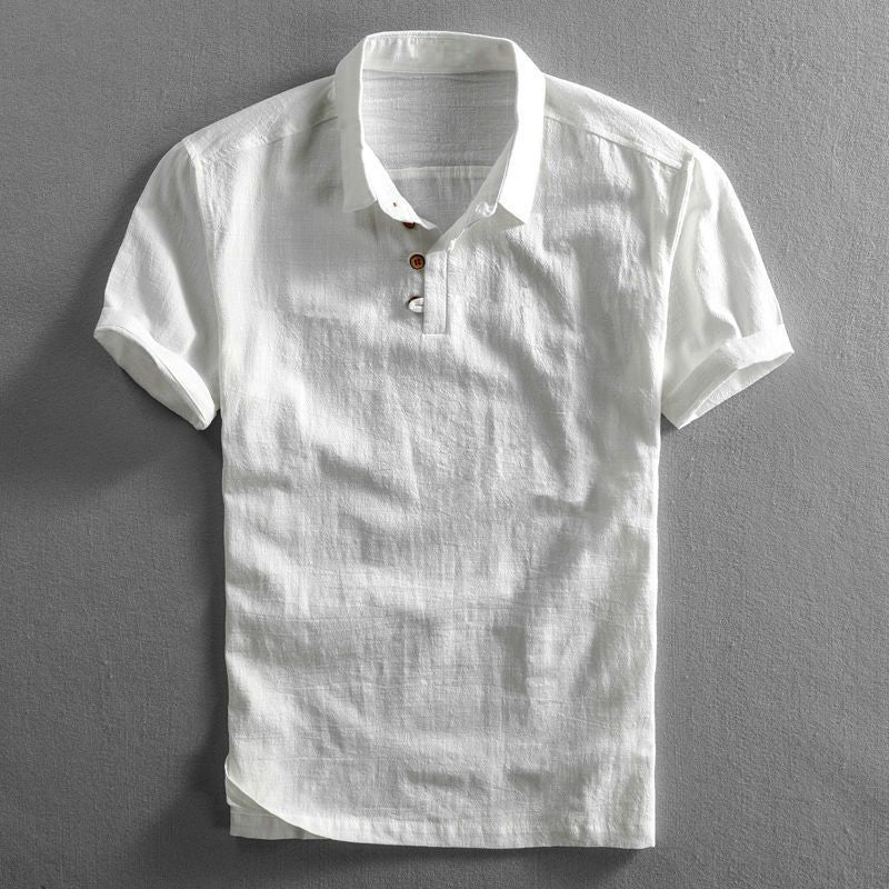 Men's Short Sleeve Polo Shirt with Collar and Regular Fit