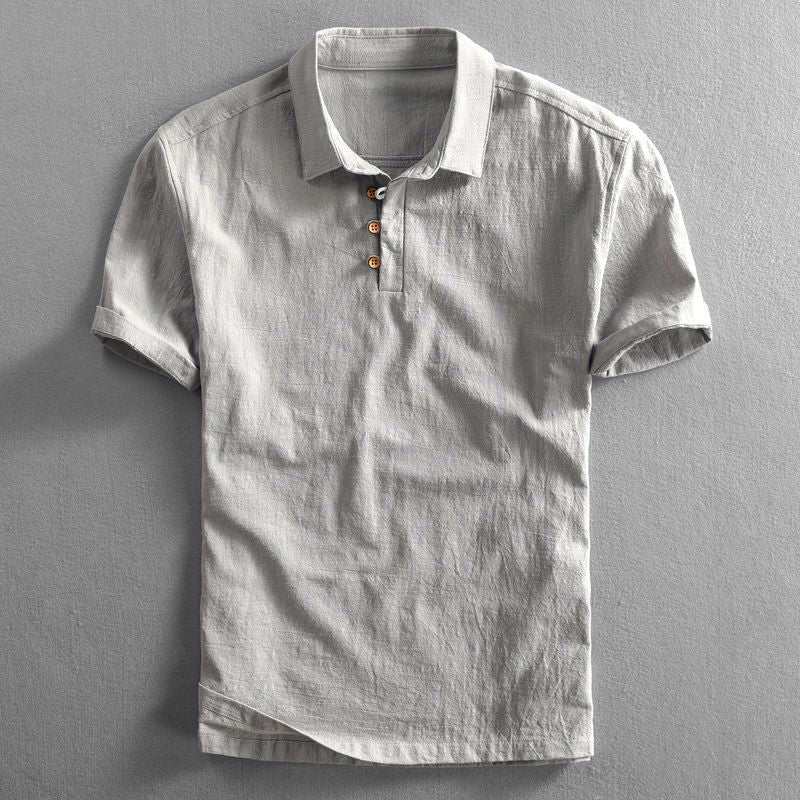 Men's Short Sleeve Polo Shirt with Collar and Regular Fit