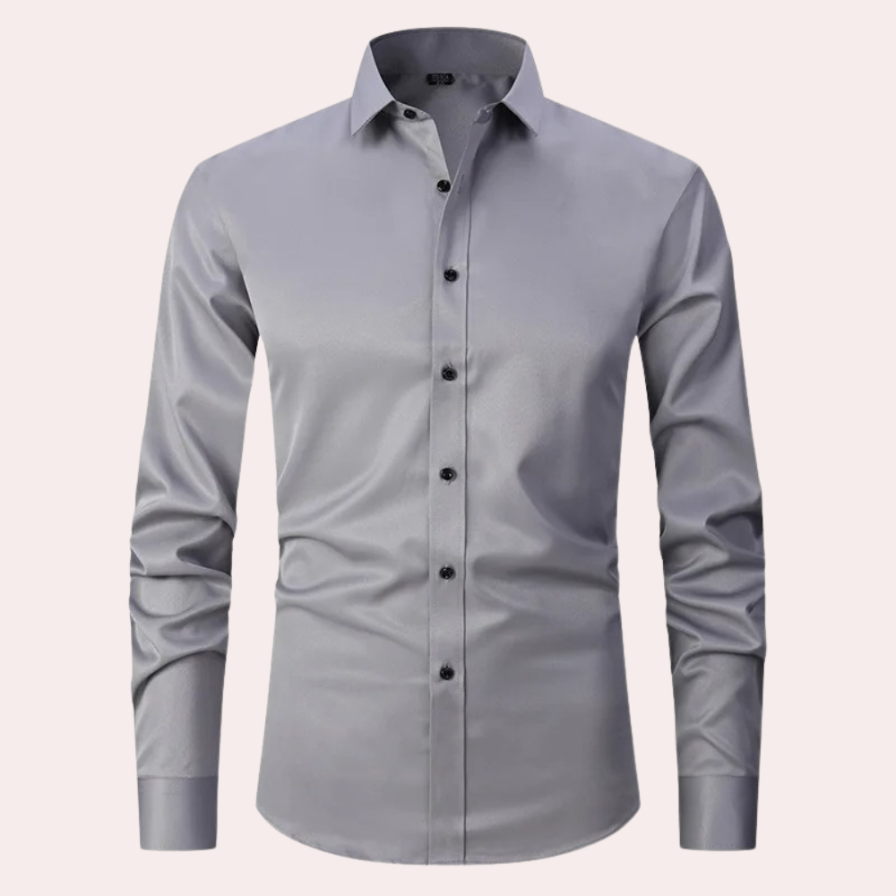 Camicia Uomo a Maniche Lunghe Slim Fit in Cotone Elasticizzato