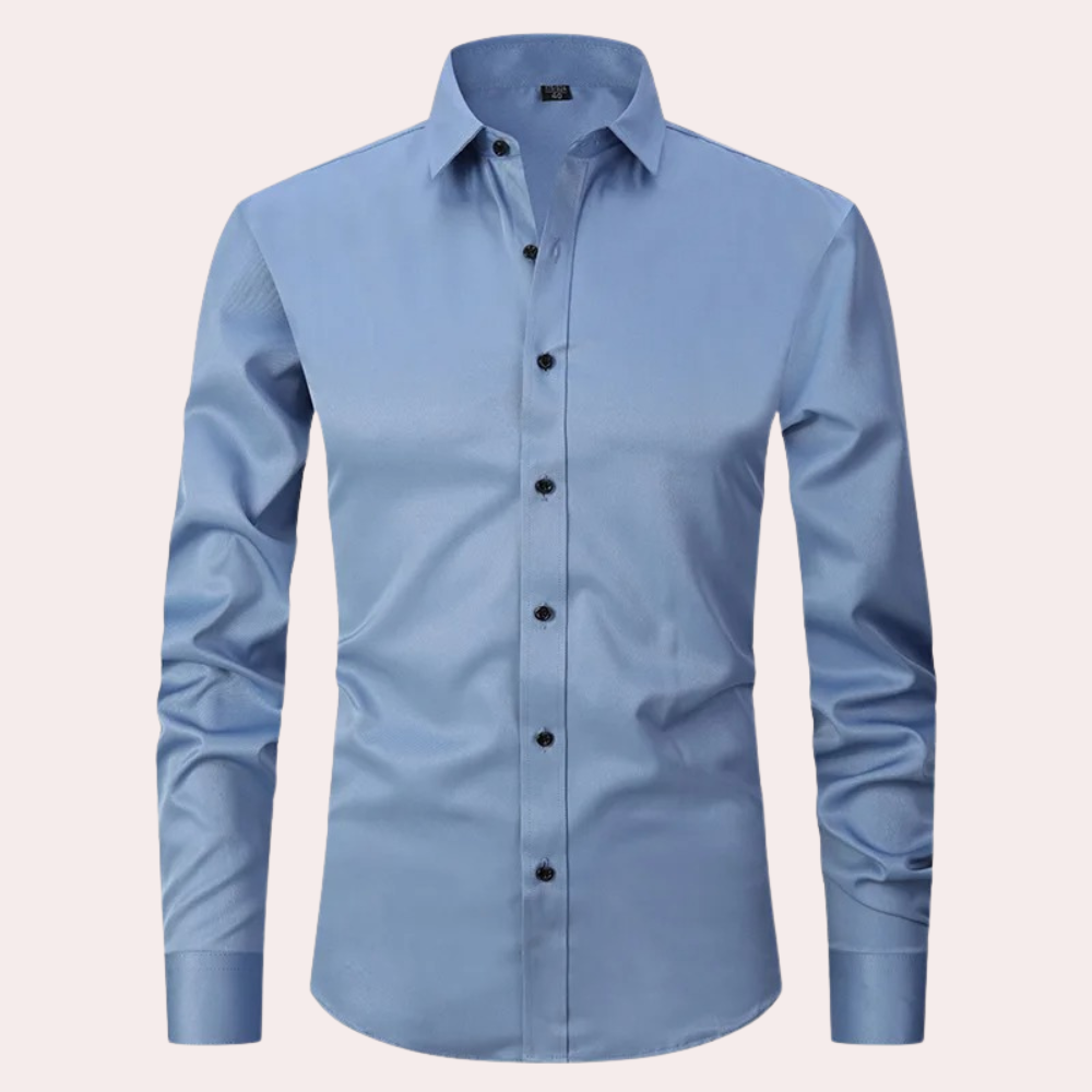 Camicia Uomo a Maniche Lunghe Slim Fit in Cotone Elasticizzato