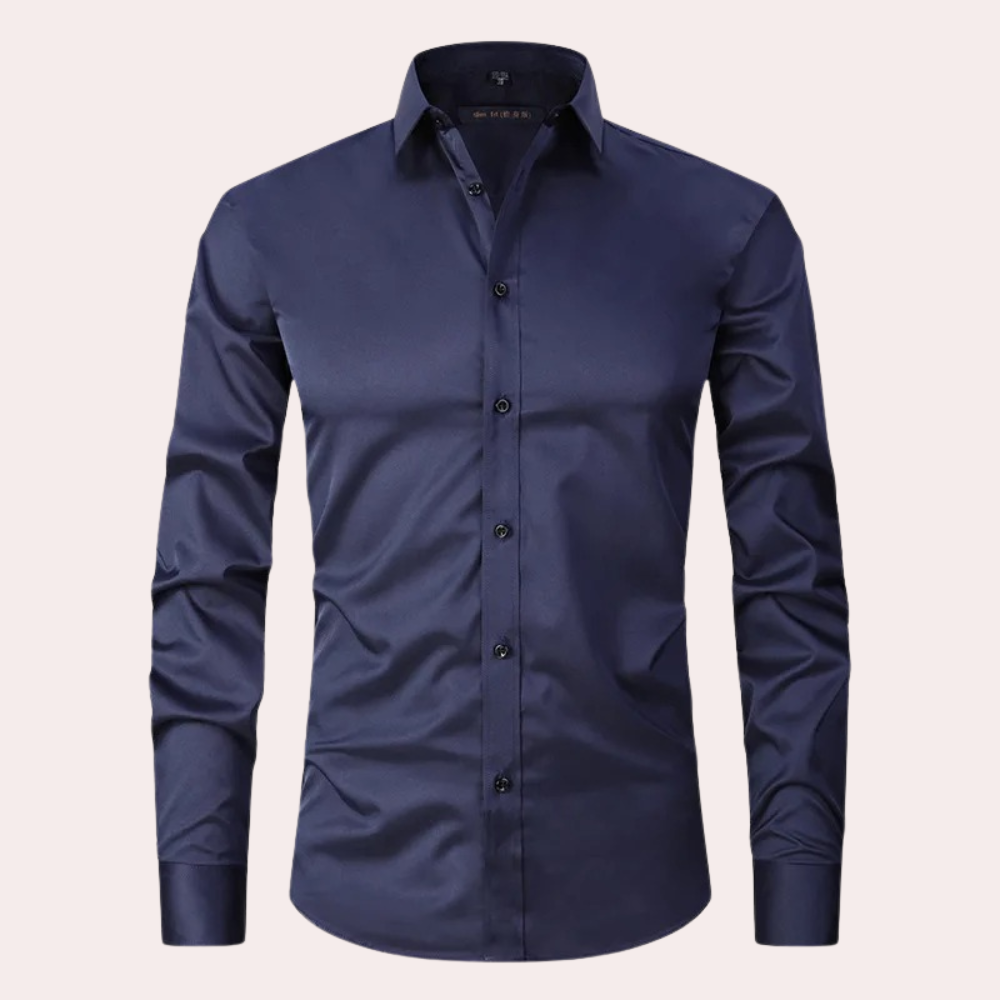 Camicia Uomo a Maniche Lunghe Slim Fit in Cotone Elasticizzato