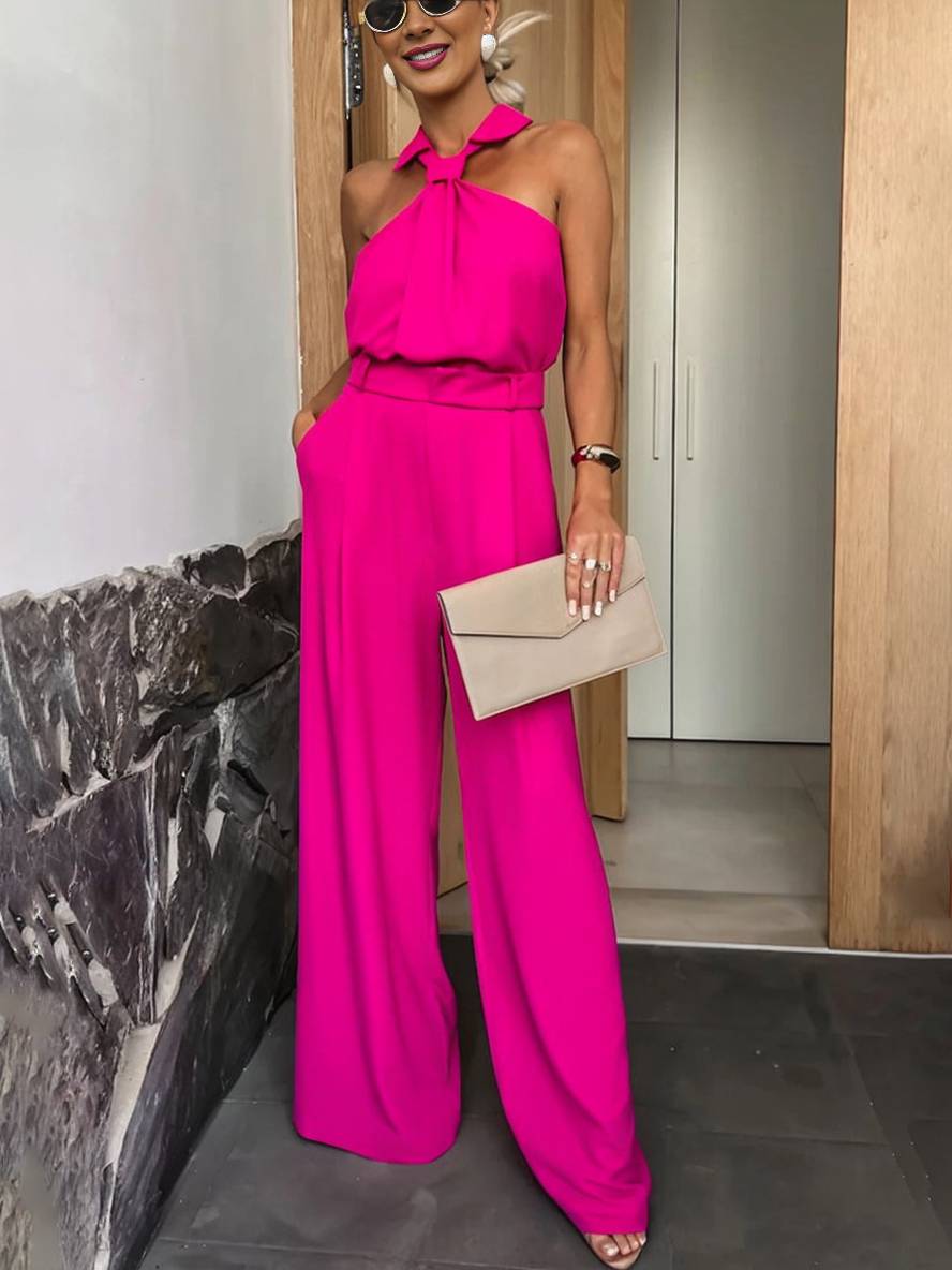 Tuta Palazzo Schiena Scoperta con Cintura – Eleganza Chic
