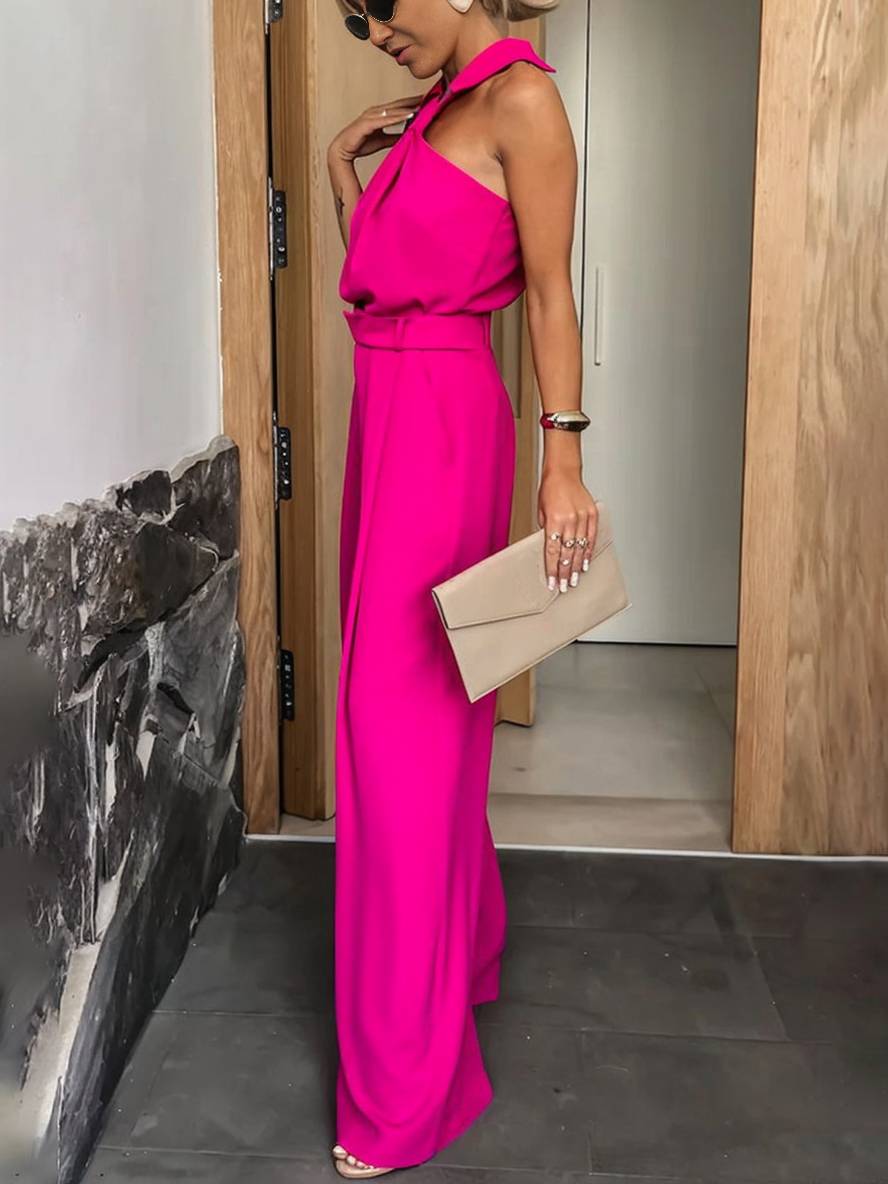 Tuta Palazzo Schiena Scoperta con Cintura – Eleganza Chic