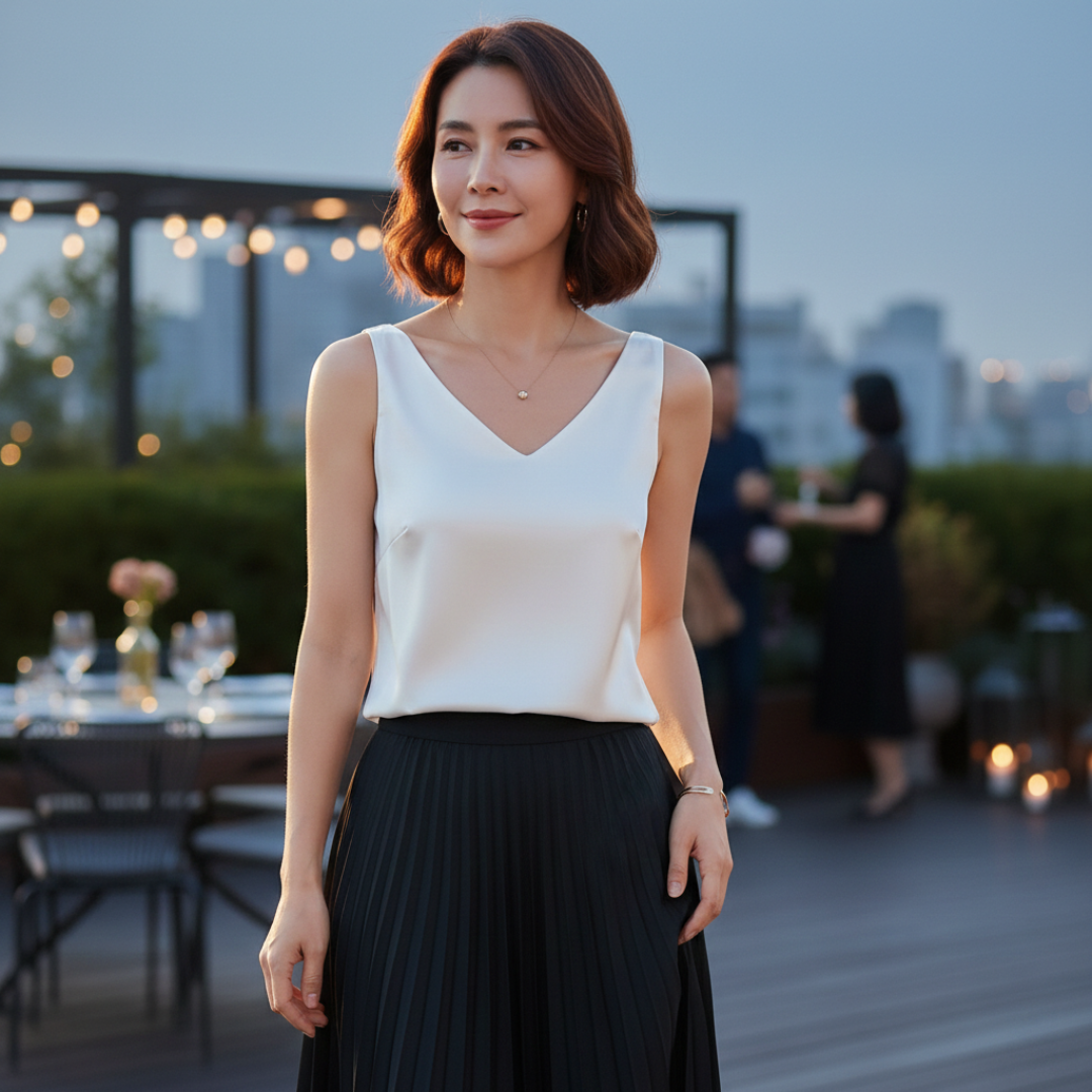 Camila | Women's Draped Sleeveless Top | V-Neck | Soft Fabric