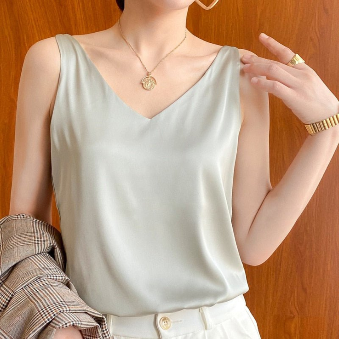 Camila | Women's Draped Sleeveless Top | V-Neck | Soft Fabric