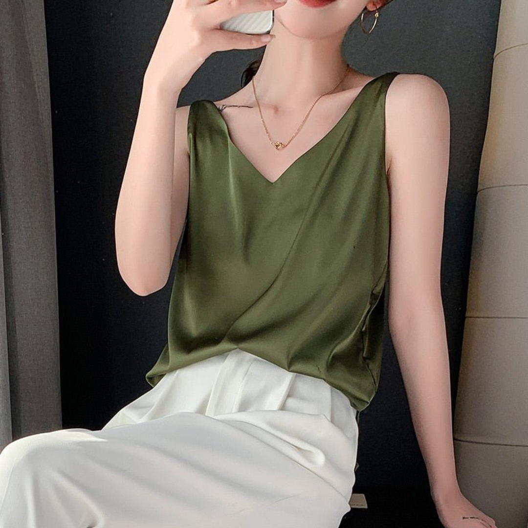 Camila | Women's Draped Sleeveless Top | V-Neck | Soft Fabric