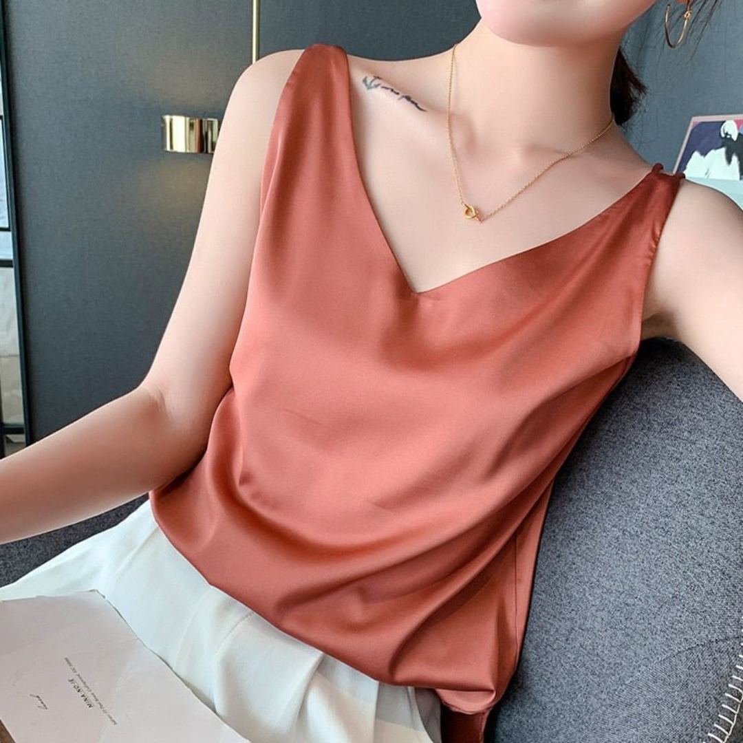 Camila | Women's Draped Sleeveless Top | V-Neck | Soft Fabric