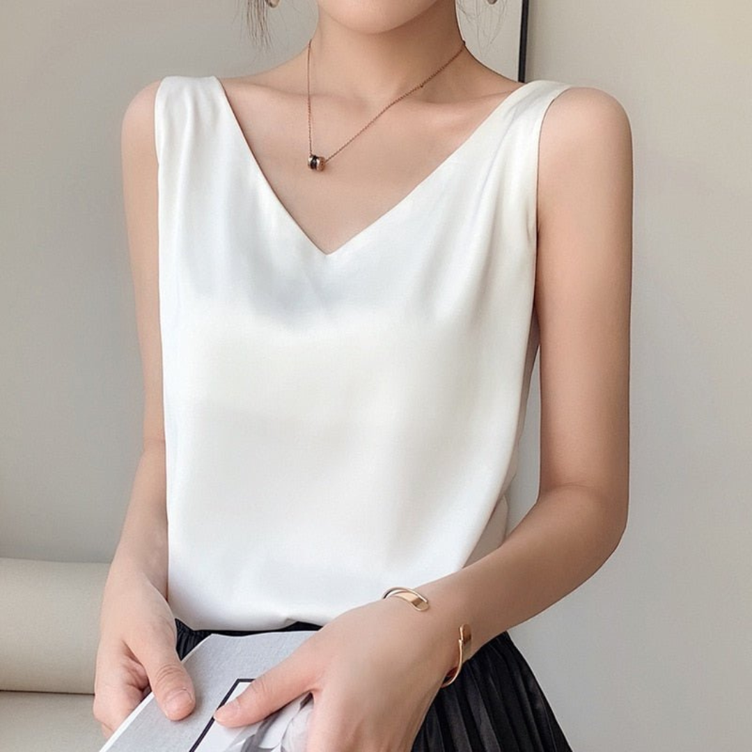 Camila | Women's Draped Sleeveless Top | V-Neck | Soft Fabric