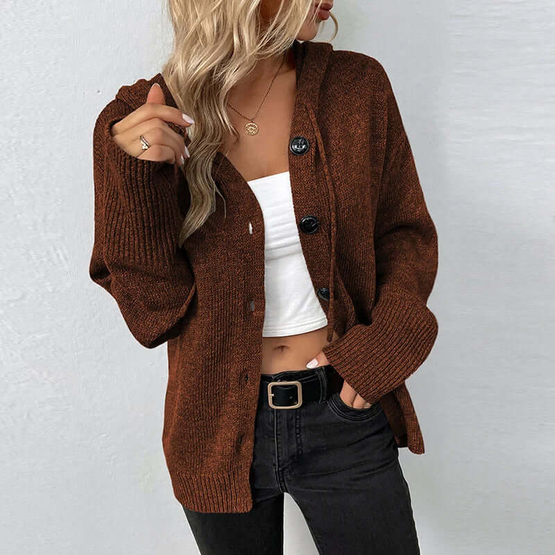 Cardigan da Donna con Scollo a V e Bottoni