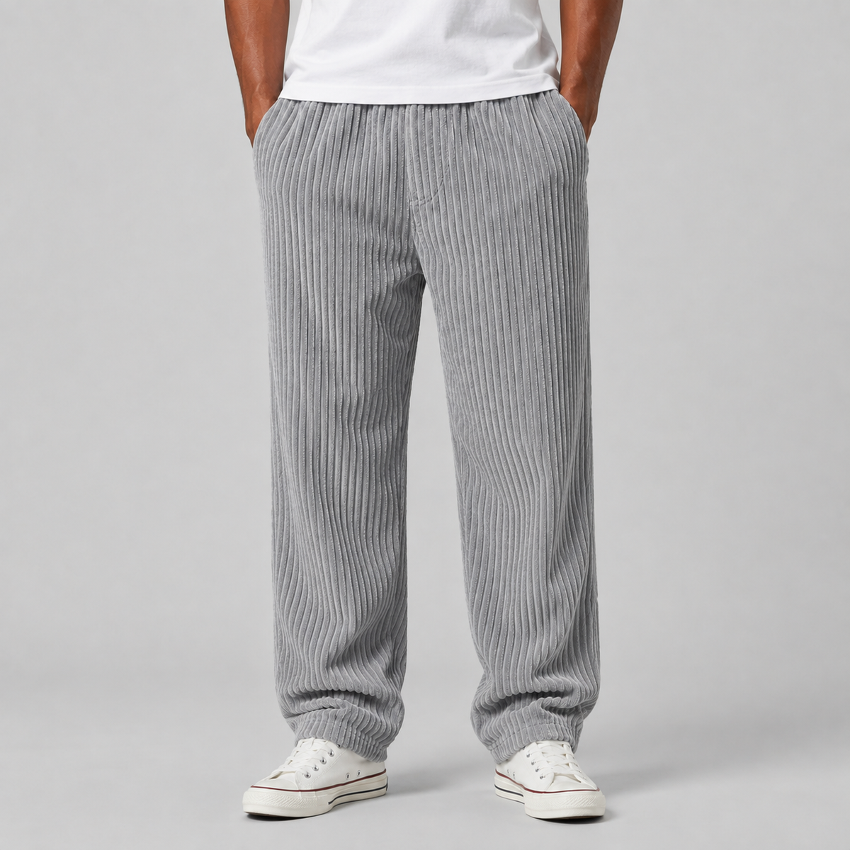 Pantaloni in Velluto a Coste da Uomo con Vestibilità Rilassata