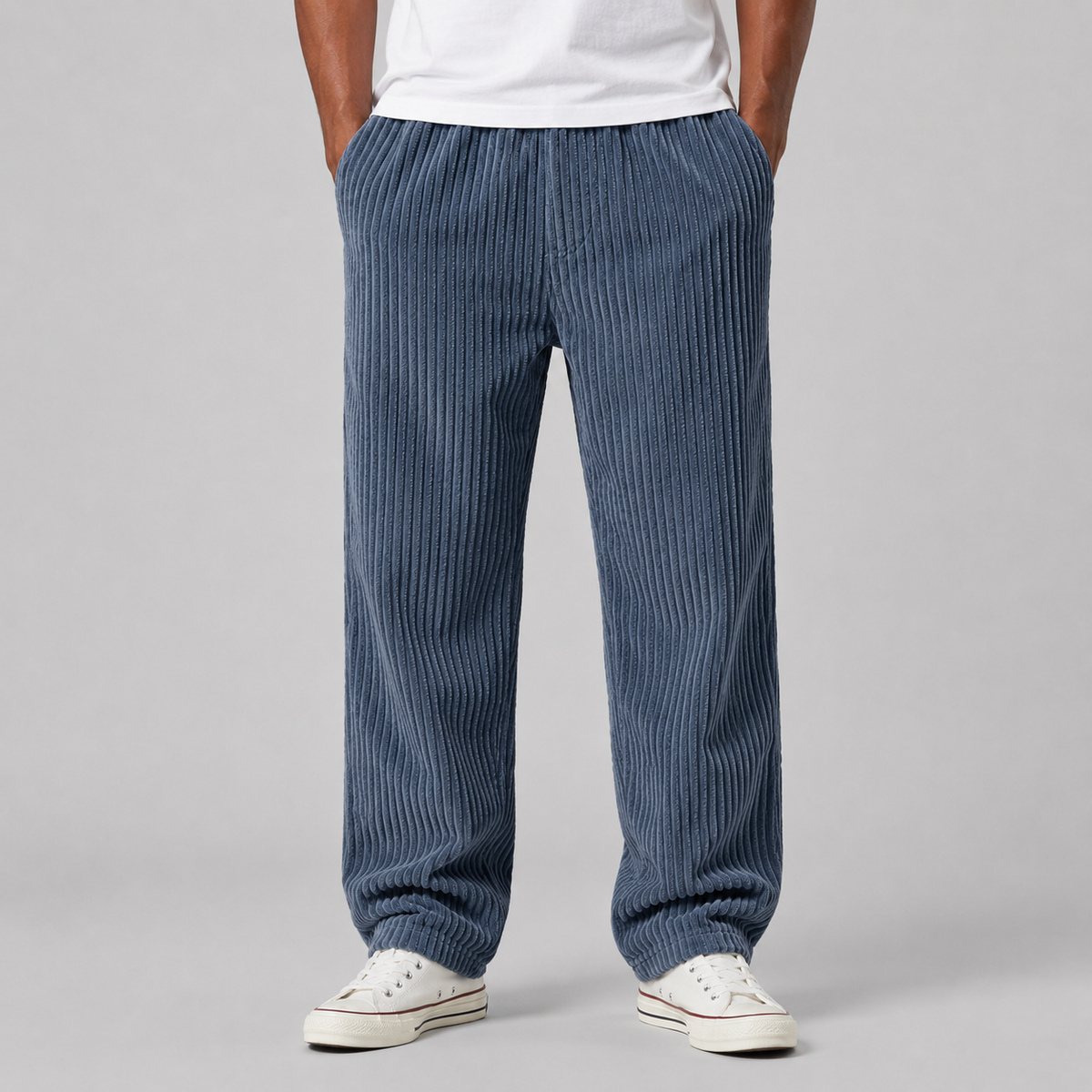 Pantaloni in Velluto a Coste da Uomo con Vestibilità Rilassata