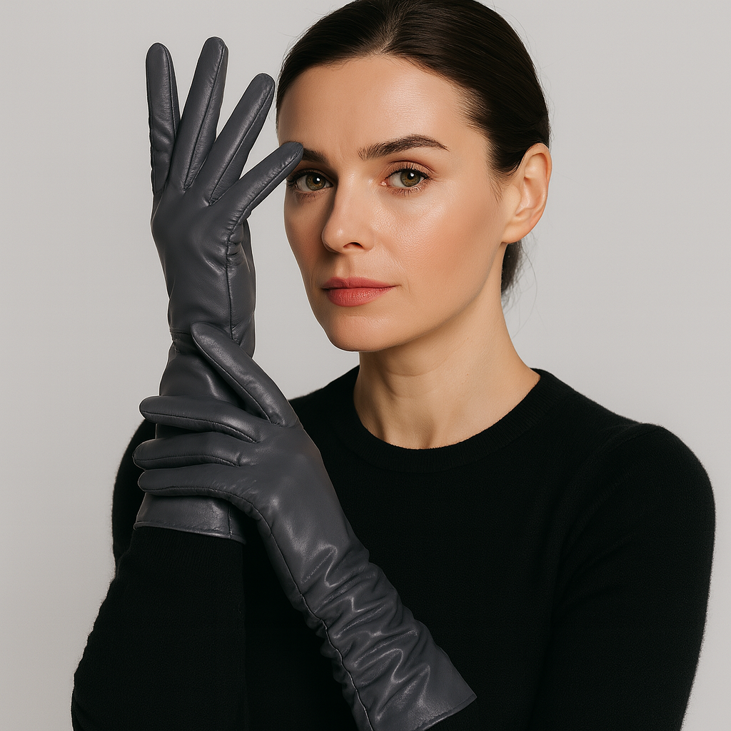 Gants élégants pour femme en cuir, pour l’hiver, avec doublure douce