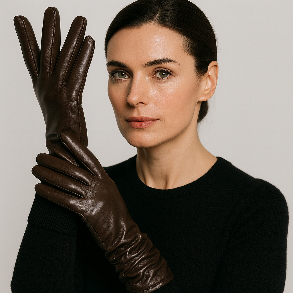 Gants élégants pour femme en cuir, pour l’hiver, avec doublure douce