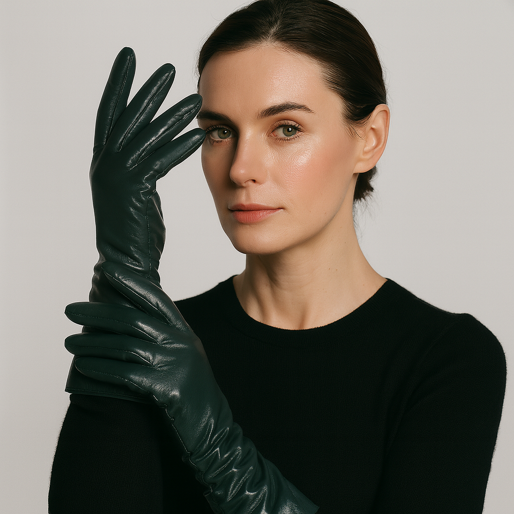 Gants élégants pour femme en cuir, pour l’hiver, avec doublure douce