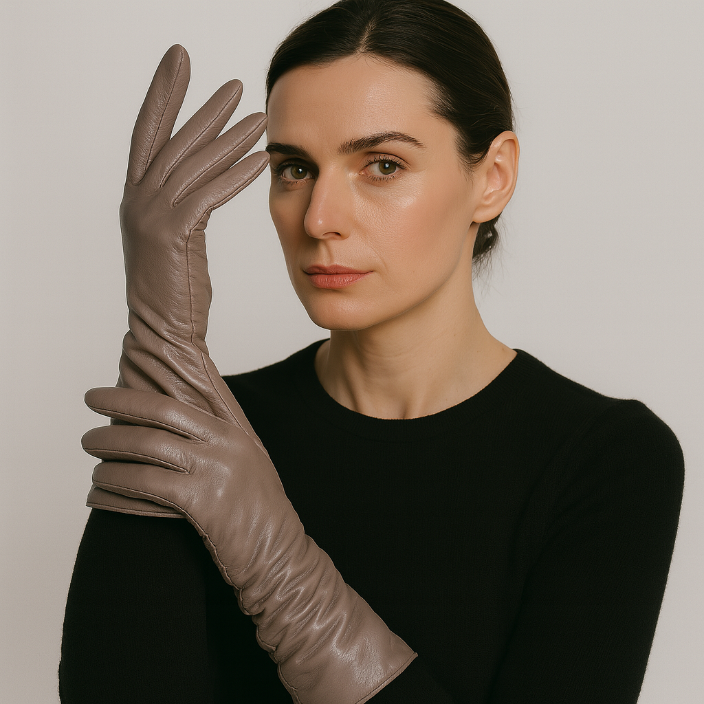 Gants élégants pour femme en cuir, pour l’hiver, avec doublure douce