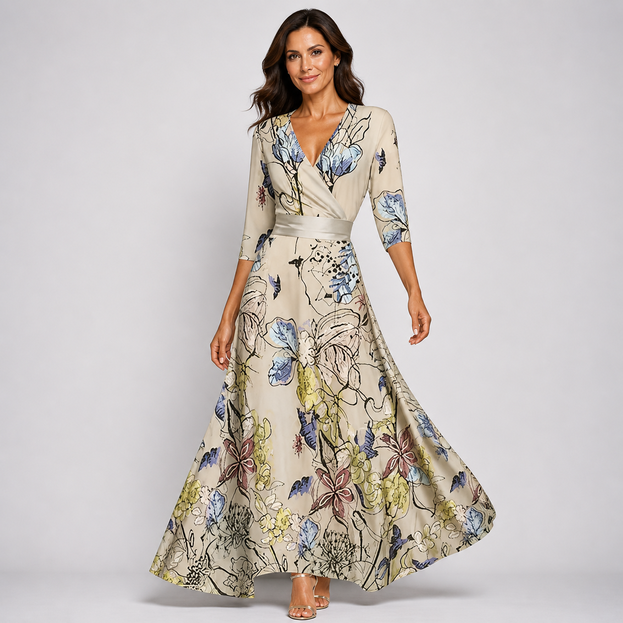Elegant blomstret kjole