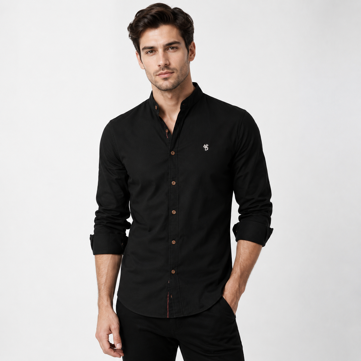 Camicia Coreana da Uomo a Maniche Lunghe