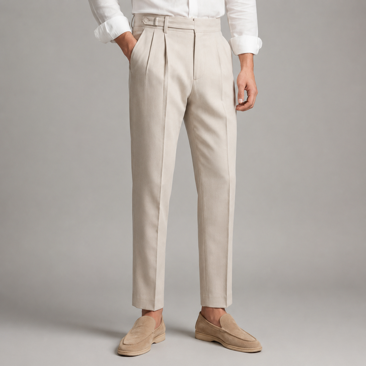 Pantaloni Sartoriali da Uomo con Pieghe