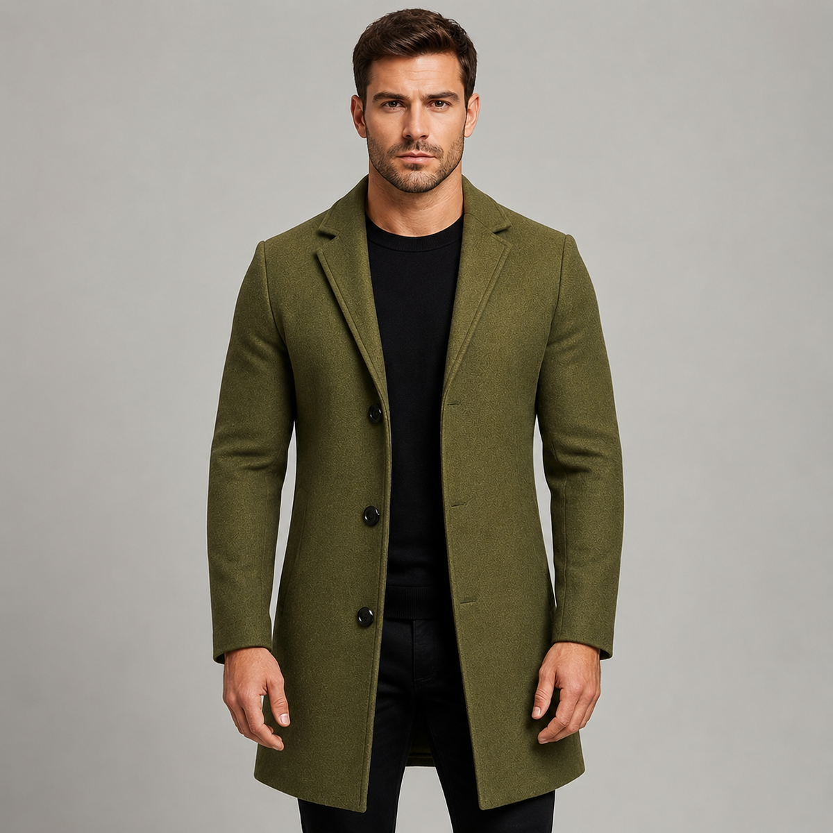 Cappotto Sartoriale da Uomo con Colletto a Revers