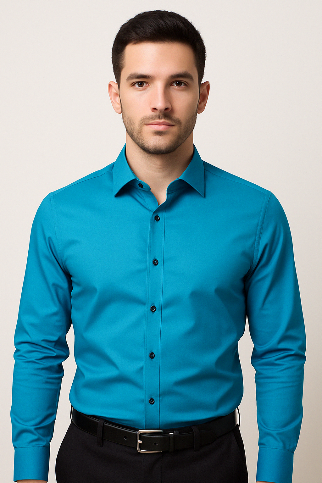 Camicia Uomo a Maniche Lunghe Slim Fit in Cotone Elasticizzato