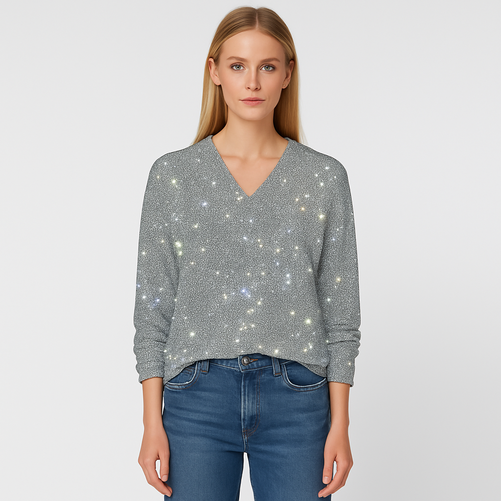 Valerios Fashion maglia donna glitter maniche lunghe