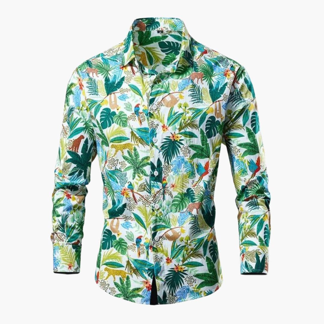 Camicia da uomo a maniche lunghe con motivo floreale