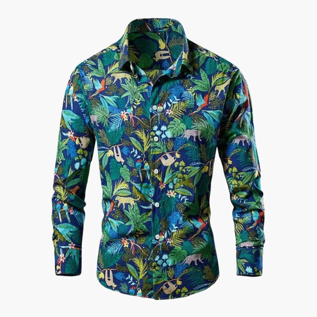 Camicia da uomo a maniche lunghe con motivo floreale