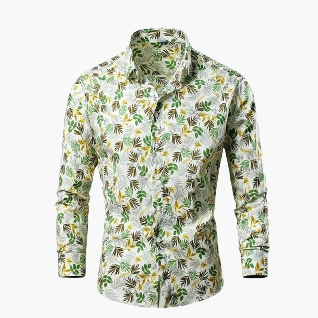 Camicia da uomo a maniche lunghe con motivo floreale