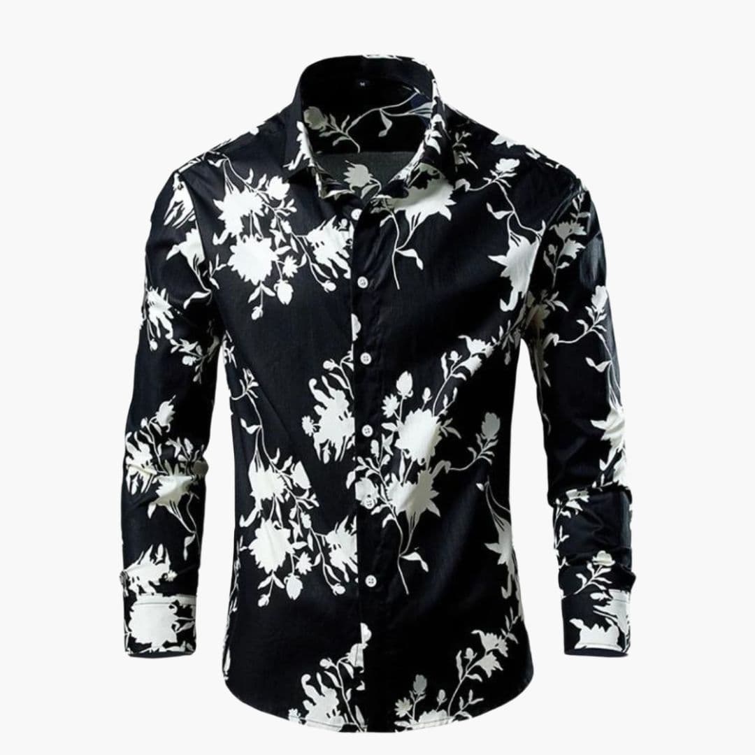 Camicia da uomo a maniche lunghe con motivo floreale