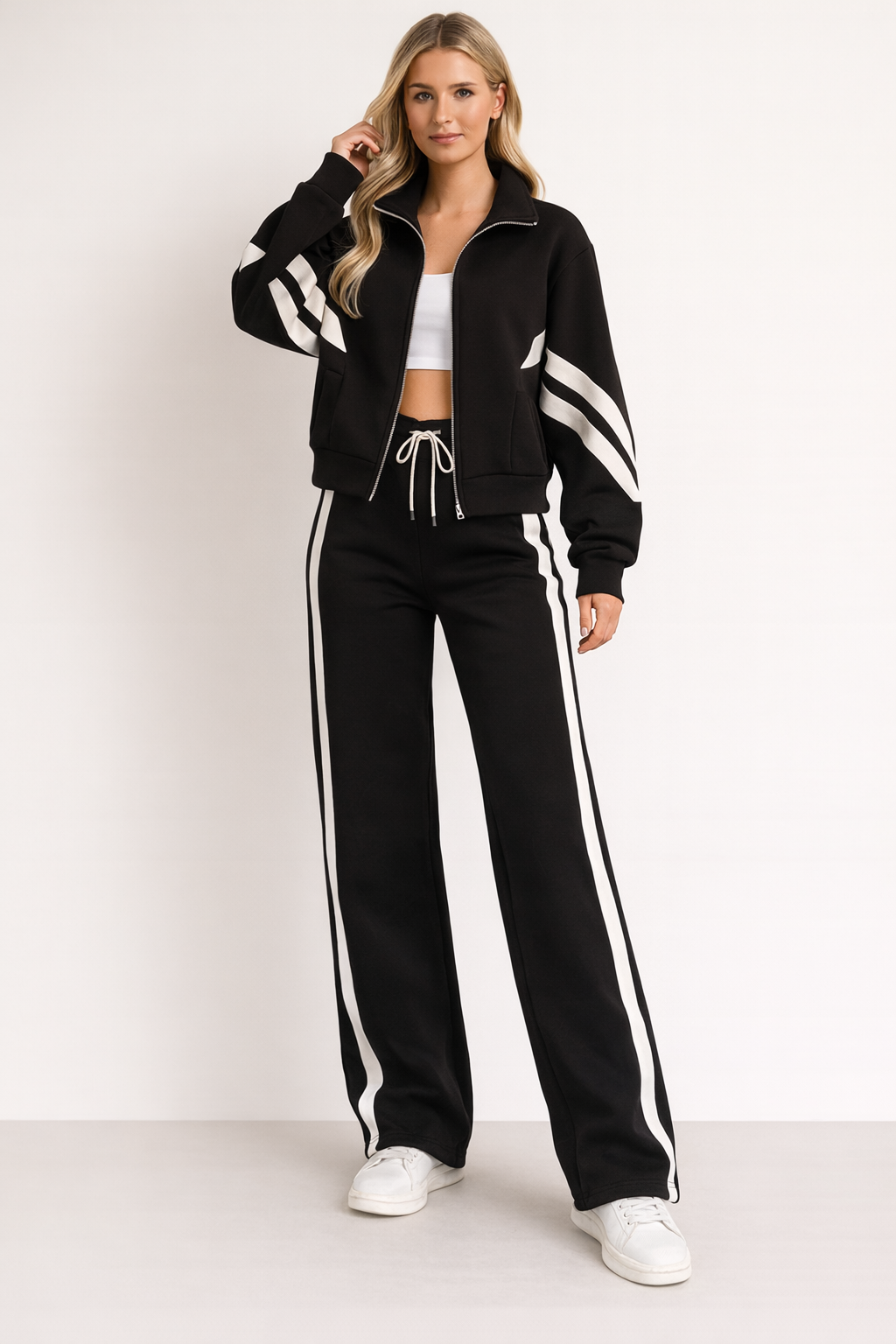 Set Tuta Sportiva da Donna con Felpa Zip e Pantaloni