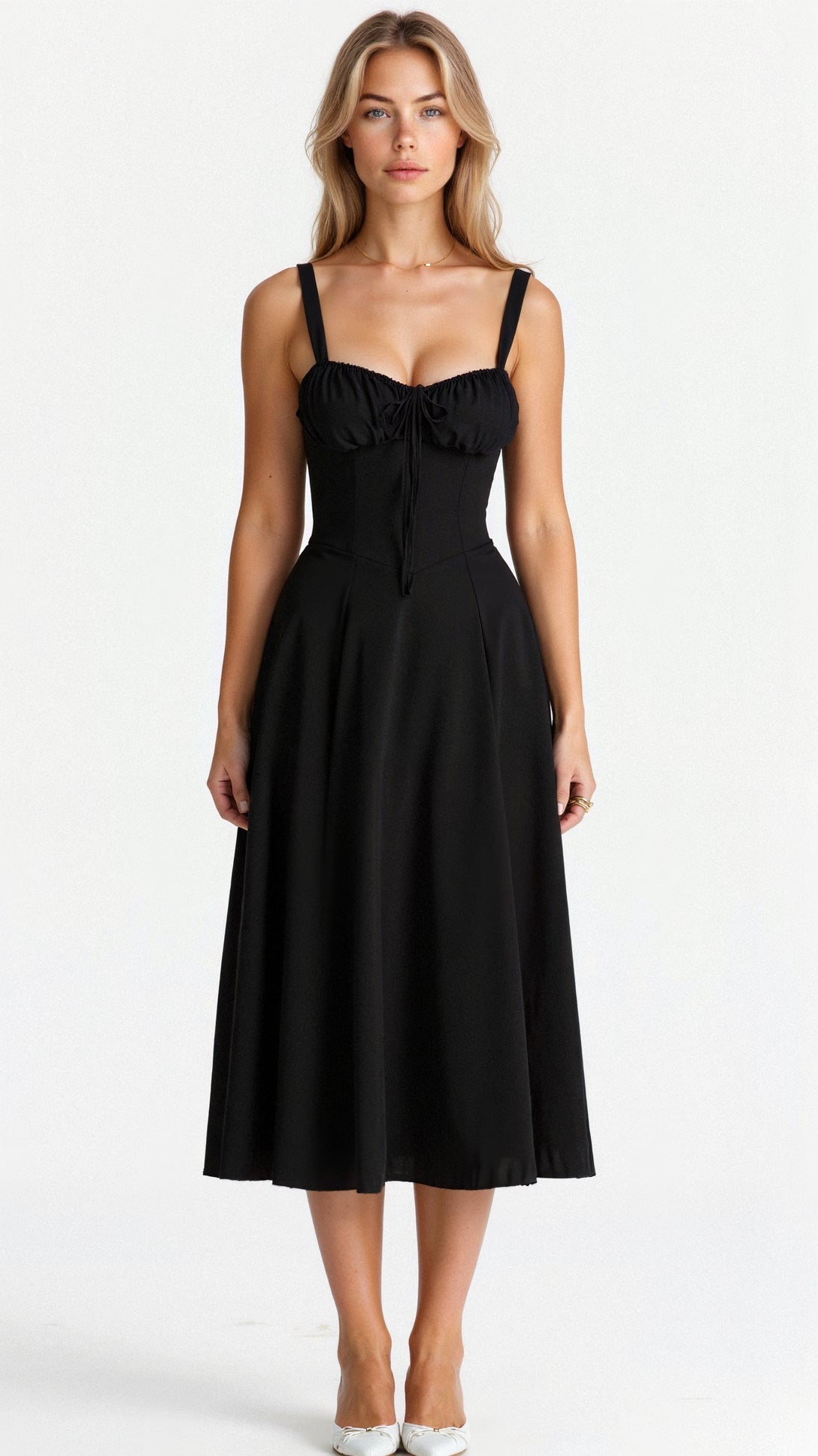 Abito Midi Floreale con Spalline da Donna