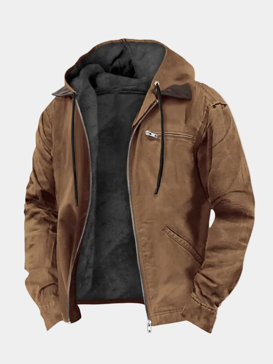 Giacca Uomo Casual con Cappuccio e Chiusura Zip