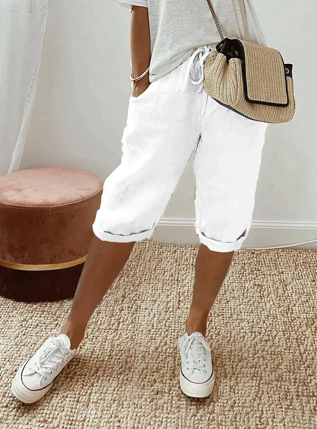 Pantaloni Capri da Donna in Poliestere