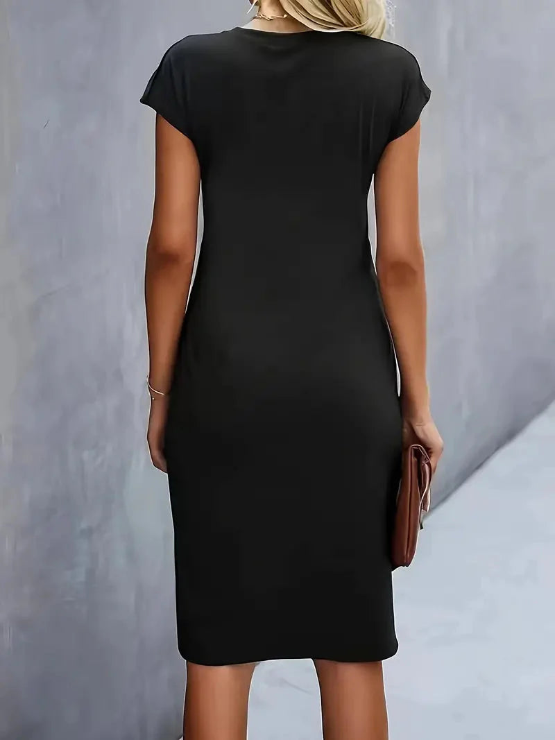 Rochie midi de damă Mylène – Croială elegantă care avantajează silueta și decolteu rotund, disponibilă în mai multe culori