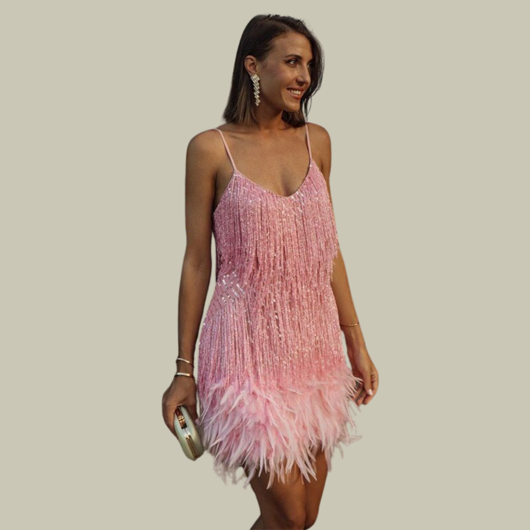 Γυναικείο Φόρεμα με Κρόσσια Elegant – Κοντό Φόρεμα για Κοκτέιλ και Πάρτι