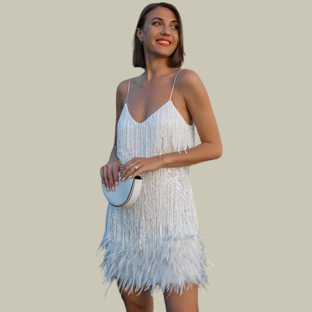 Γυναικείο Φόρεμα με Κρόσσια Elegant – Κοντό Φόρεμα για Κοκτέιλ και Πάρτι
