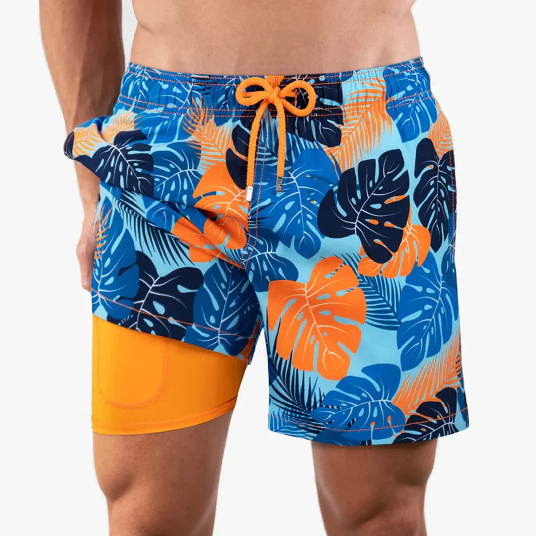 Pantaloni scurți de plajă pentru bărbați cu slip interior