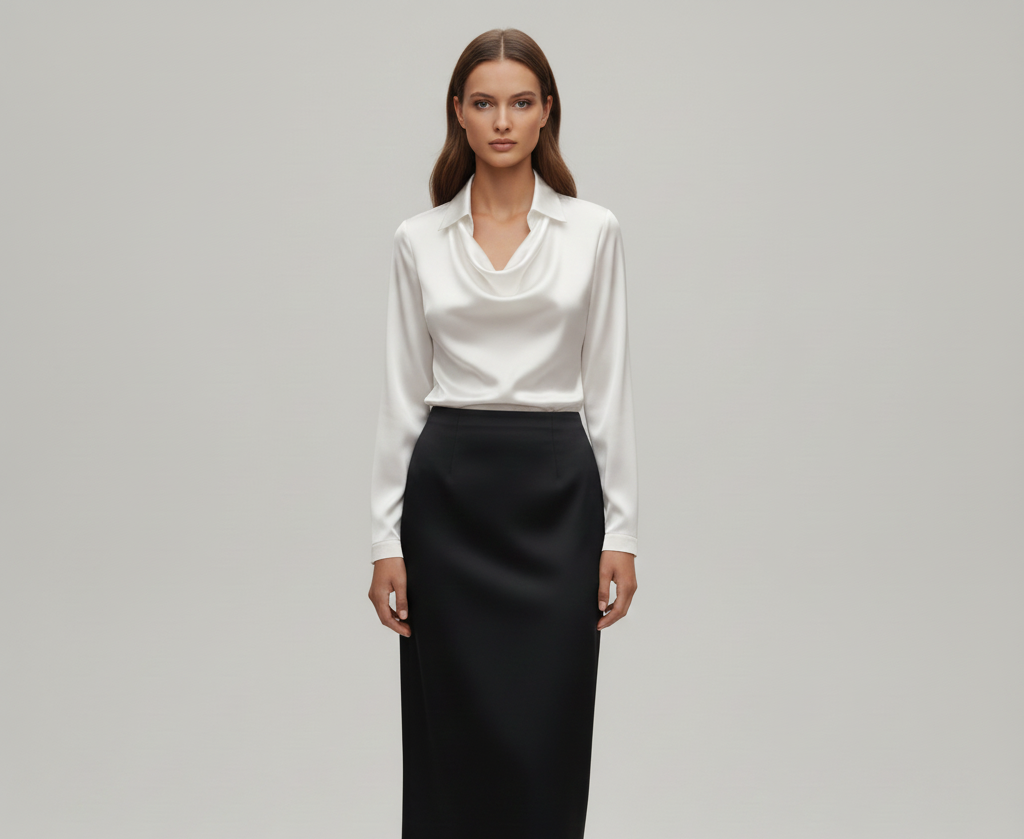 Valerios Fashion camicetta donna satin elegante collo morbido