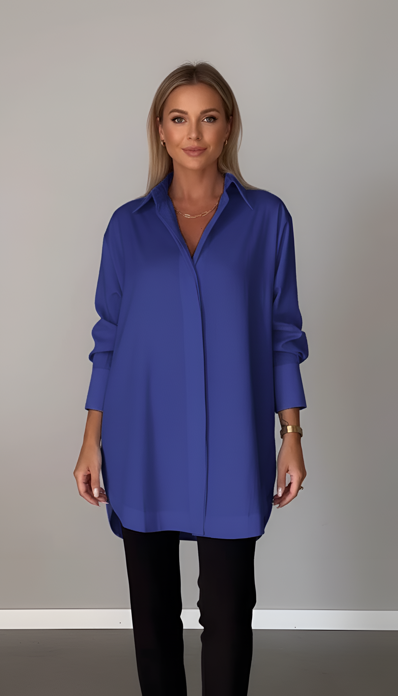 Valerios Fashion női oversize pamut ing klasszikus gallérral
