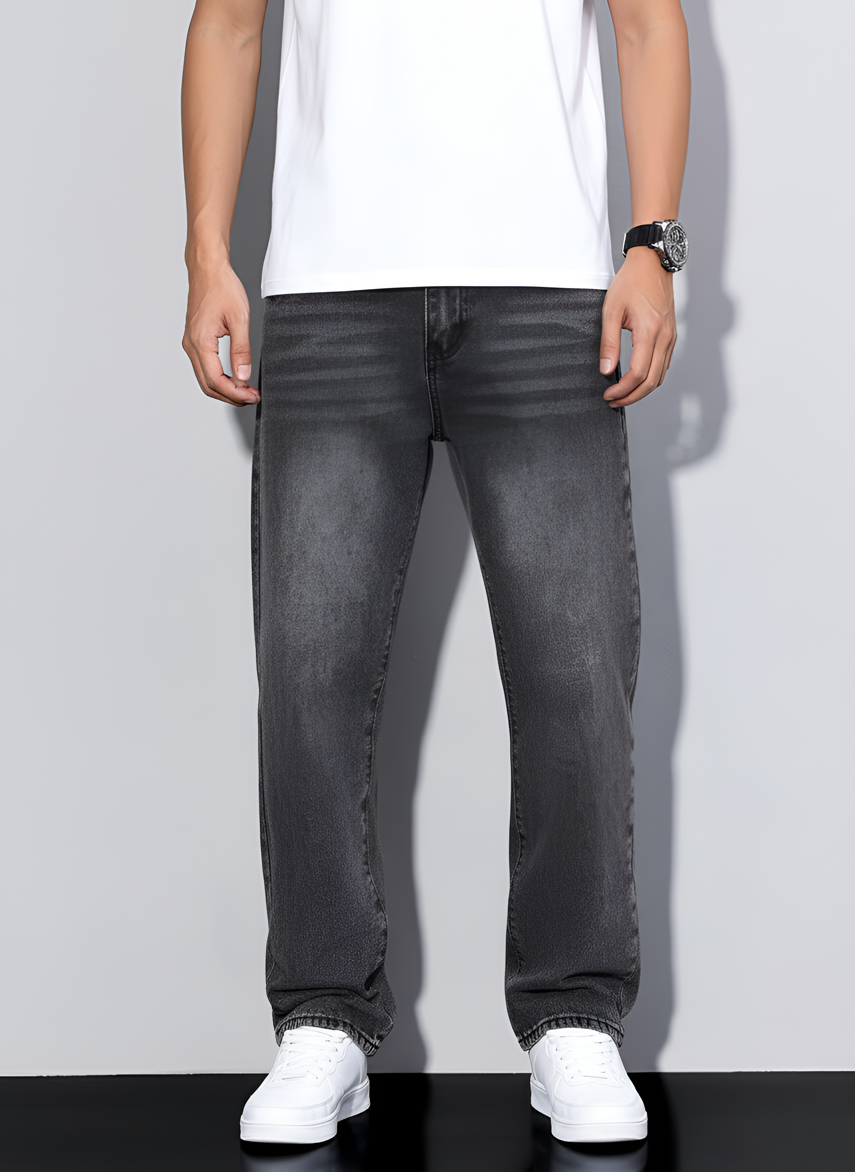 Valerios Fashion jeans uomo casual in denim di cotone vestibilità regolare