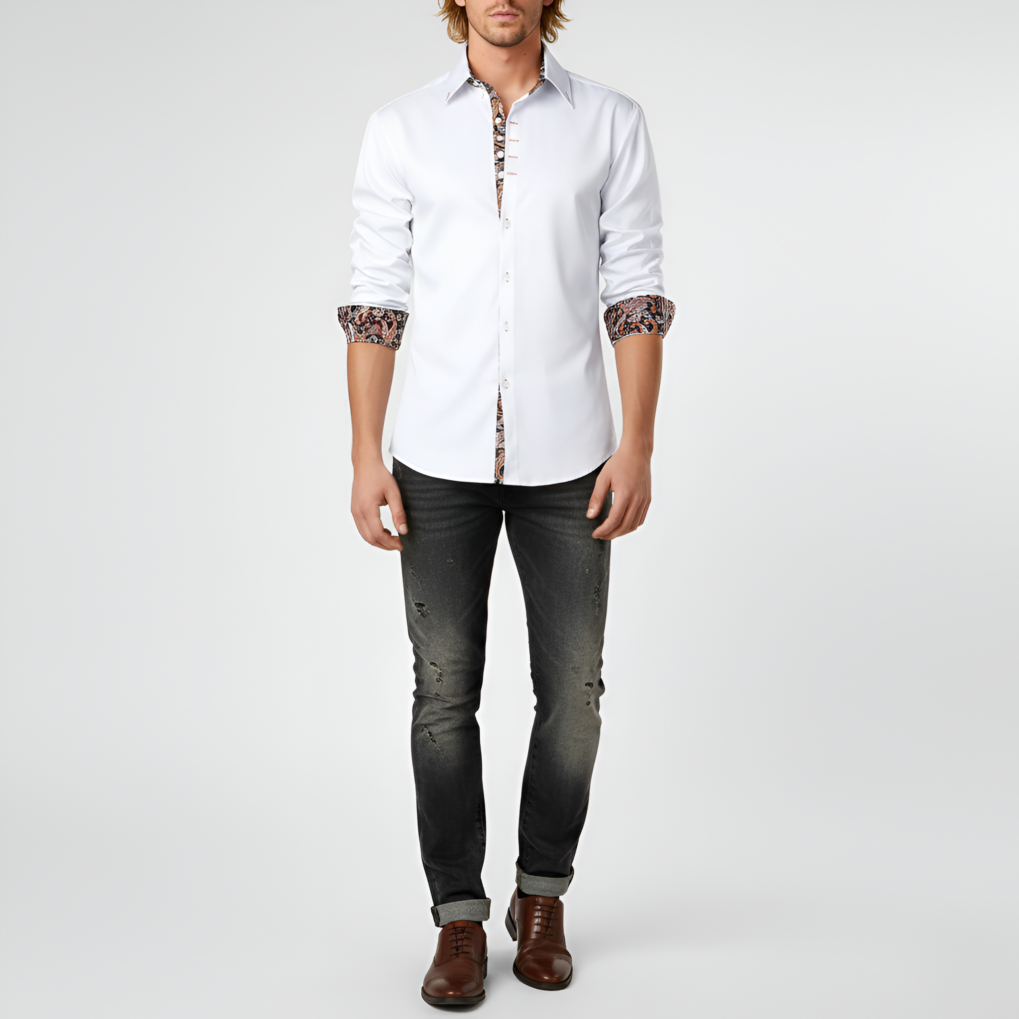 Valerios Fashion pánská slim fit košile z bavlny s potiskem