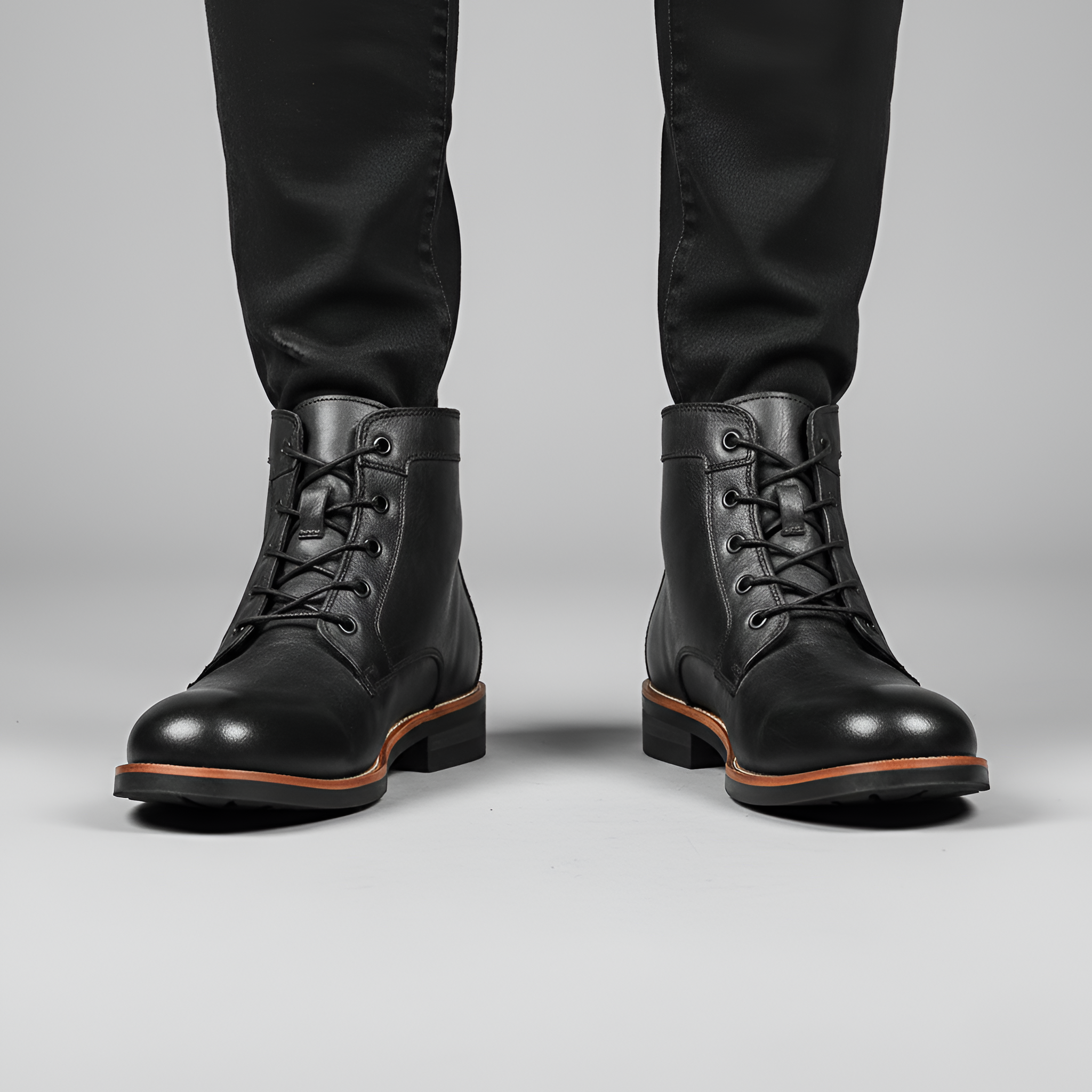 Valerios Fashion Men's Elegant Casual Lace-Up Leather Ankle Boots