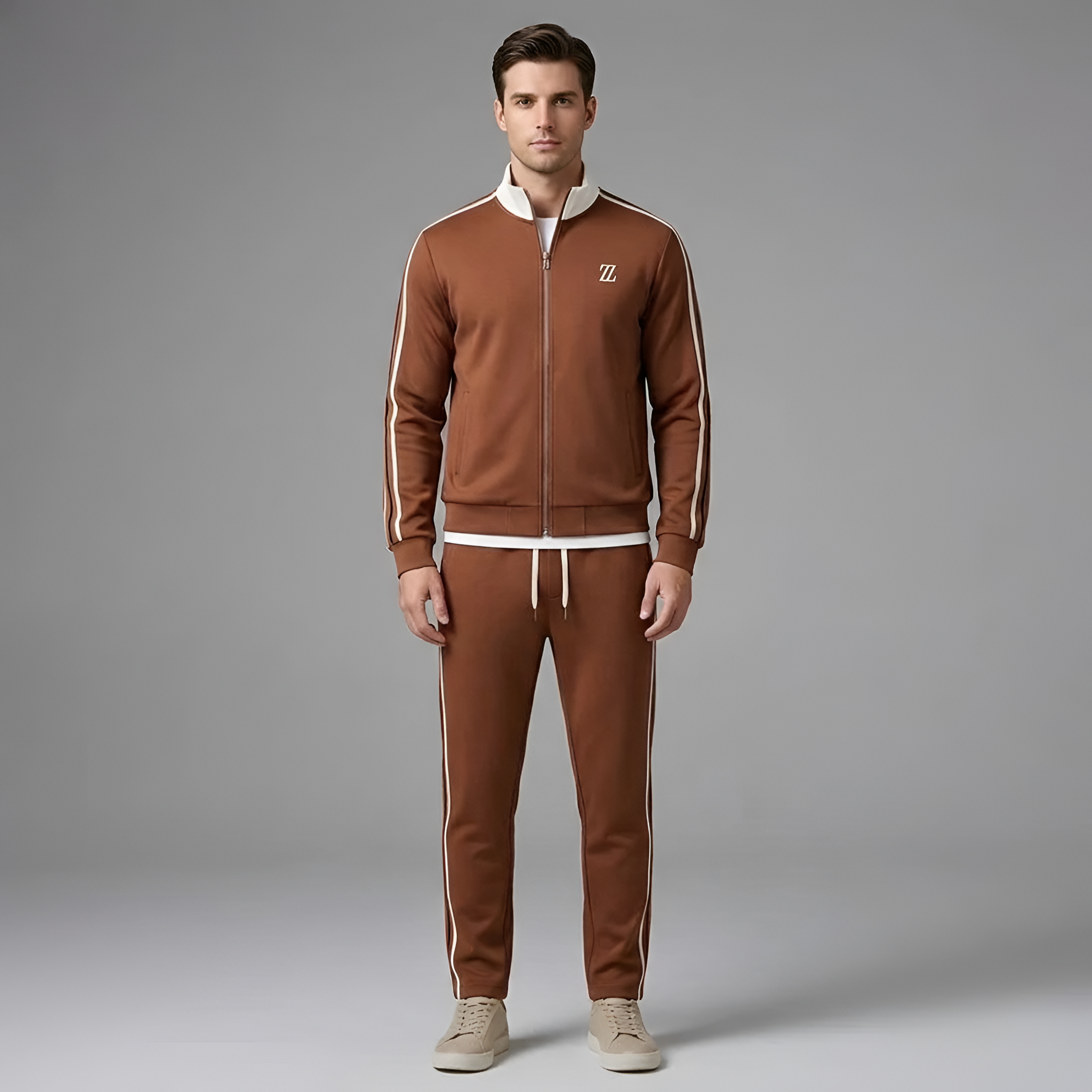 Tuta Uomo Sportiva Completa con Zip Felpa e Pantaloni Jogger